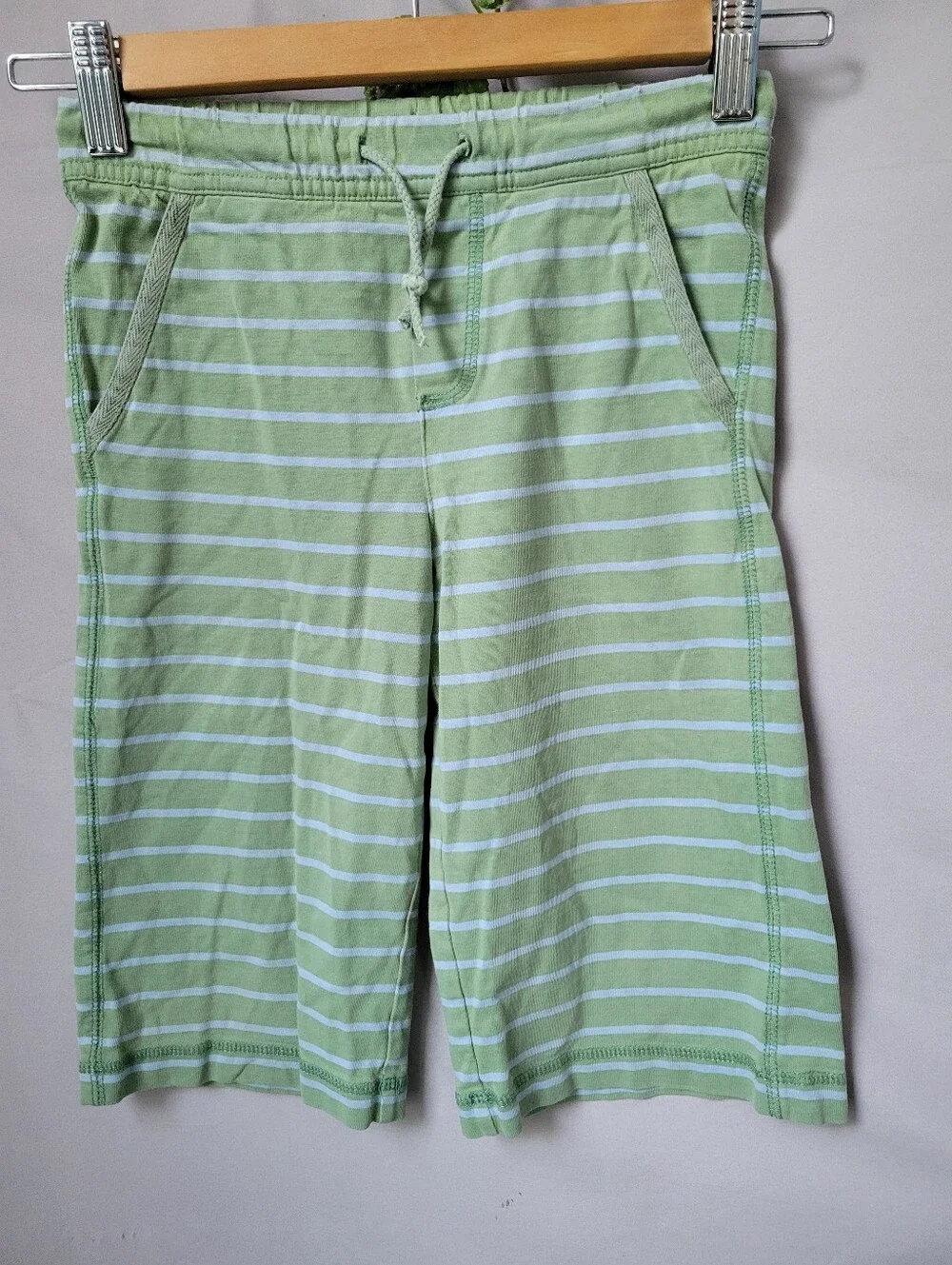 Mini Boden Boys Striped Cotton Pull On Shorts Green 5-6Y